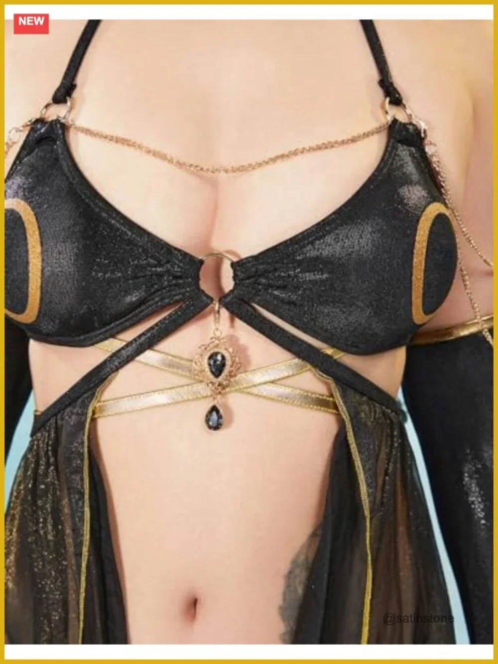Cosplay Bikini Set with Cover Up Headband Halter Lace Up Swimwear Rave Bathing